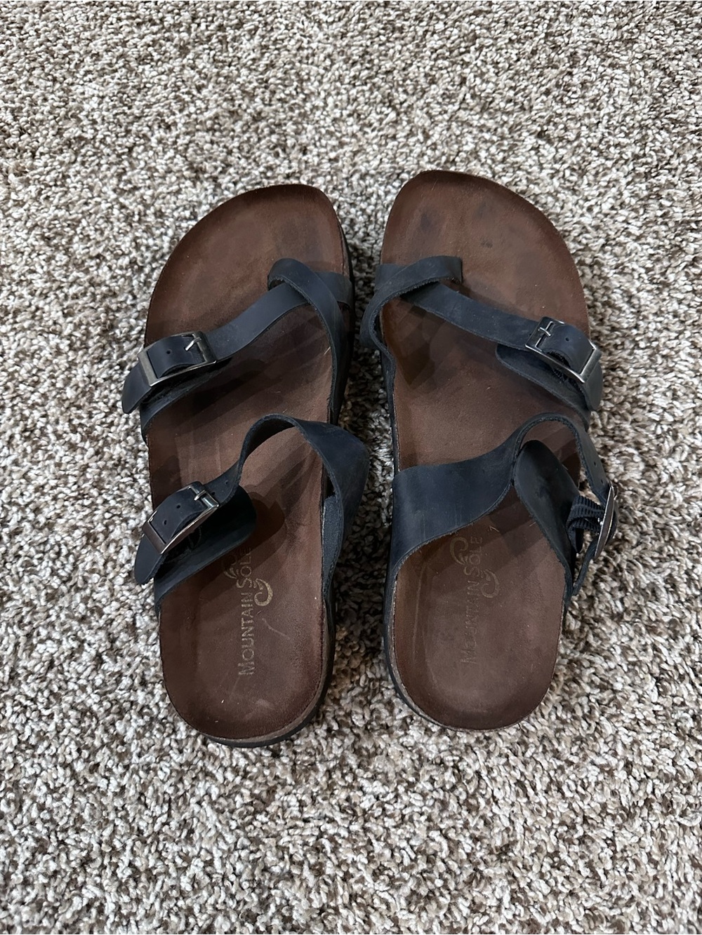 Women’s Black Strappy Buckle Sandals with Contoured Footbed